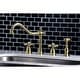 preview thumbnail 24 of 30, Kingston Brass Heritage 8-Inch Widespread Kitchen Faucet with Brass Sprayer Brushed Brass