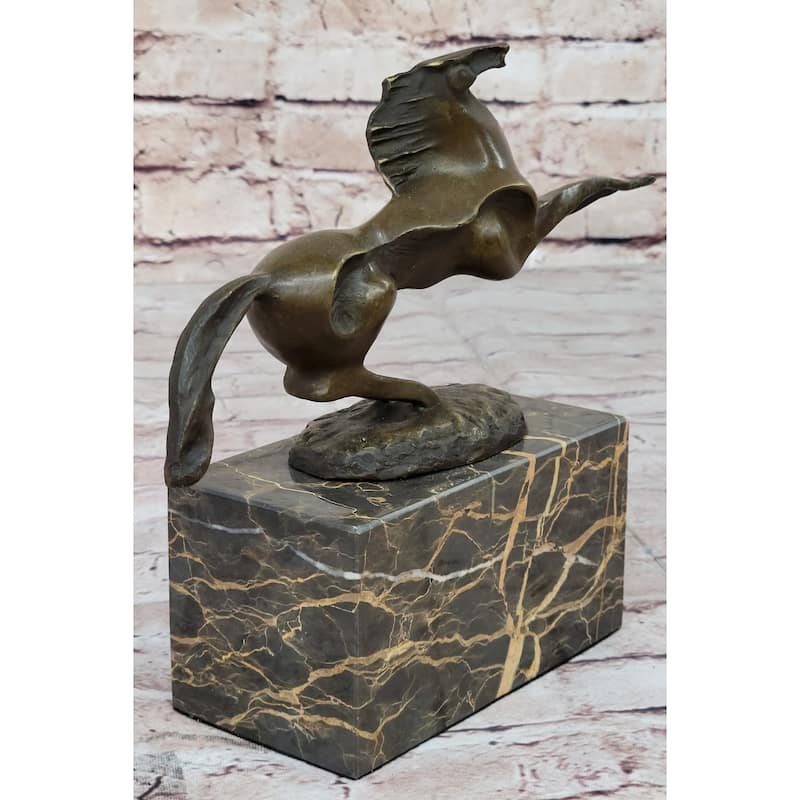 Abstract Modern Contemporary Horse Figurine Bronze Sculpture On Marble Base
