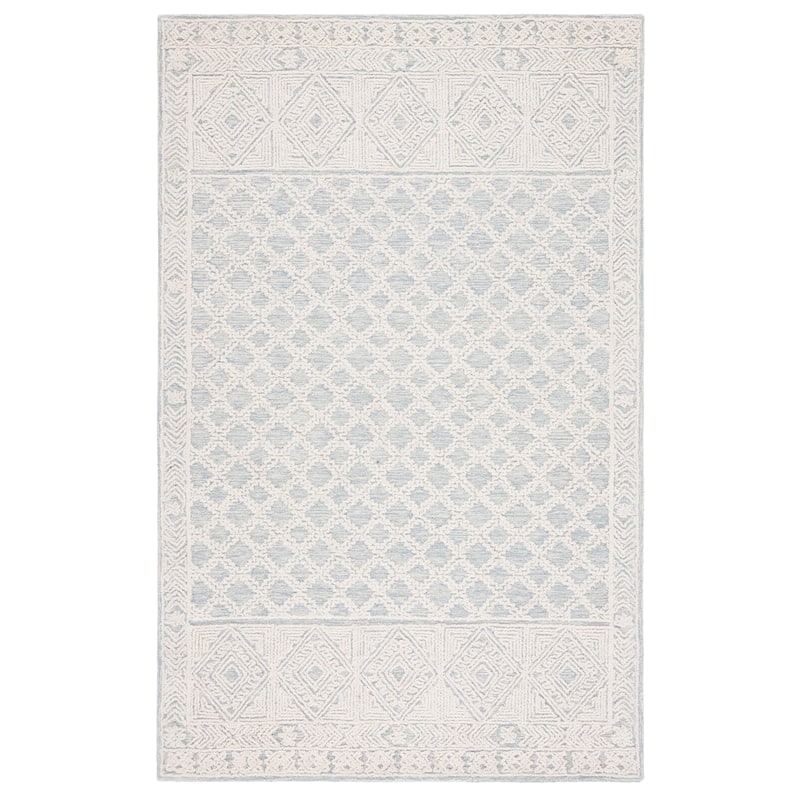 SAFAVIEH Handmade Abstract Erela Contemporary Wool Rug - 6' Square - Blue/Ivory
