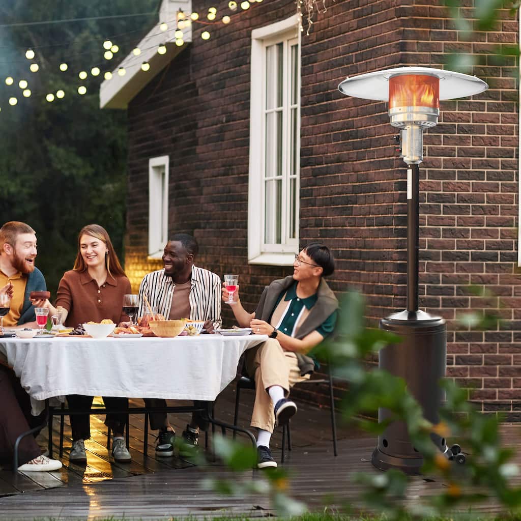 46,000 BTU Iron Brown Propane Gas Patio Heater with Wheels and Cover