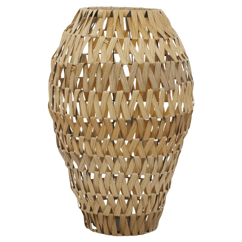 Plastic Rattan Handmade Woven Decorative Vase - Brown - Roche River Decor - Brown