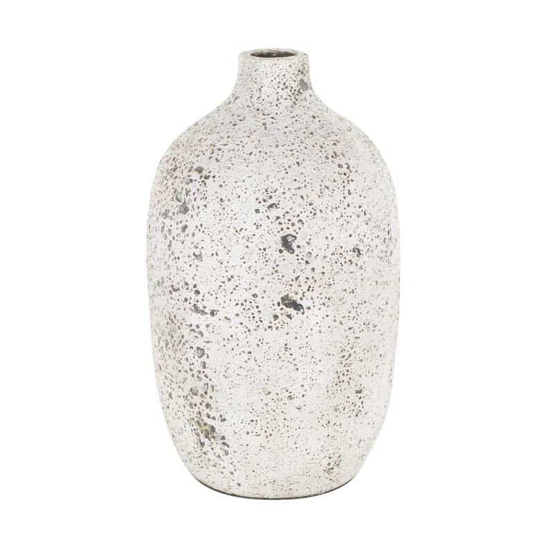 Ceramic Antique Style Textured Decorative Vase - White - Roche River Decor