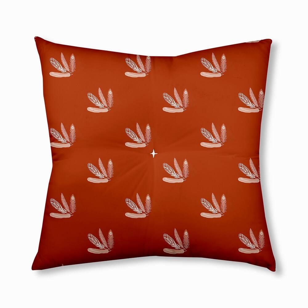 Feather Pattern Fall Design Tufted Floor Pillow