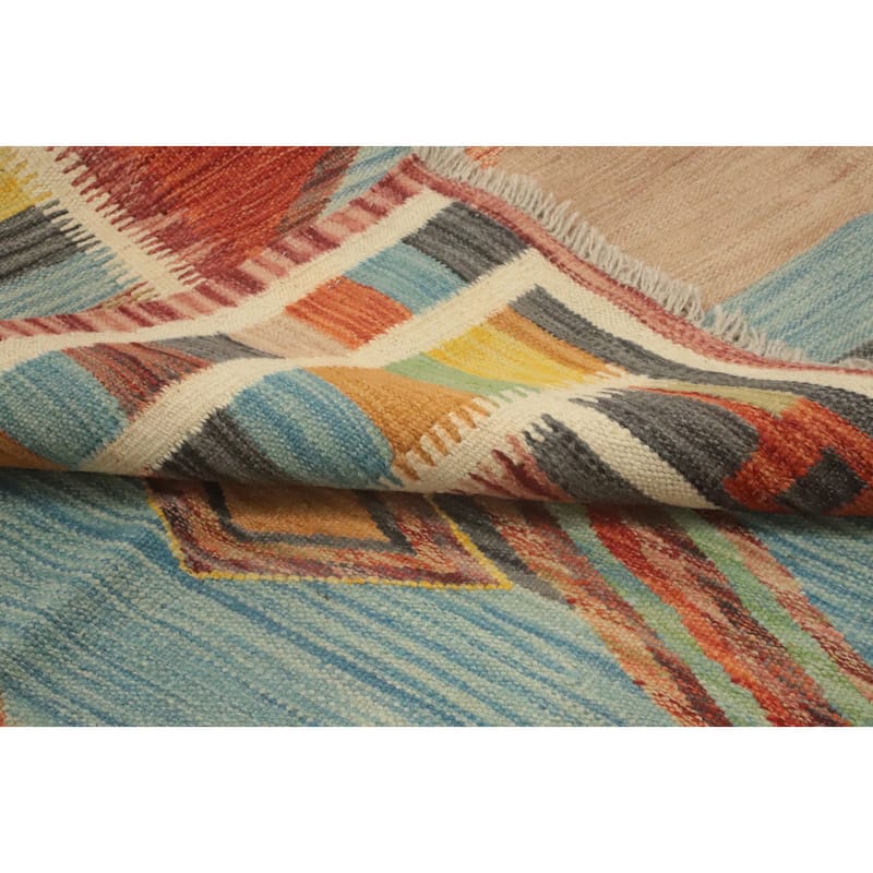 Hand Woven Southwestern Wool Multi-Colored Geometric Area Rug - 5' 11'' X 4' 2''
