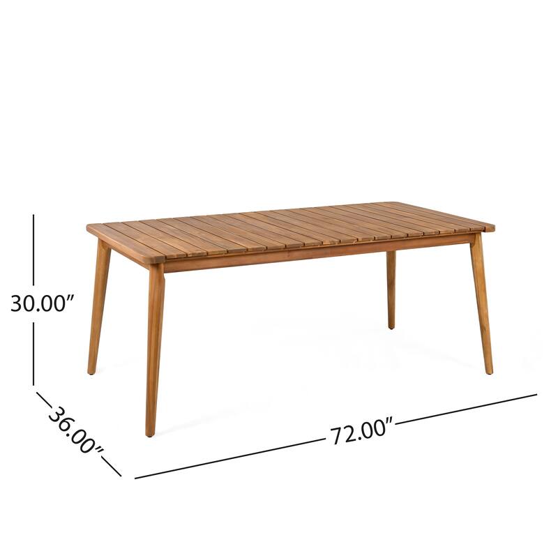 Christopher Knight Home - Lucas Acacia Wood Outdoor Dining Table with Modern Farmhouse Style - Teak Finish