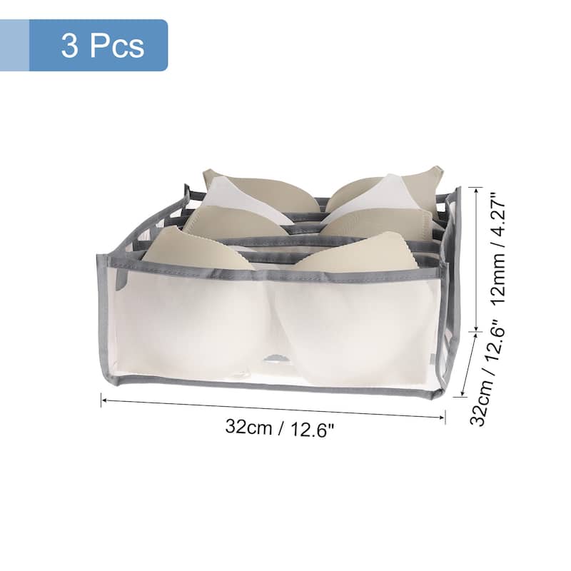 3pcs Foldable Drawer Organizer Closet Storage Box For Underwear Bra - 12.60" x 12.60" x 4.72"