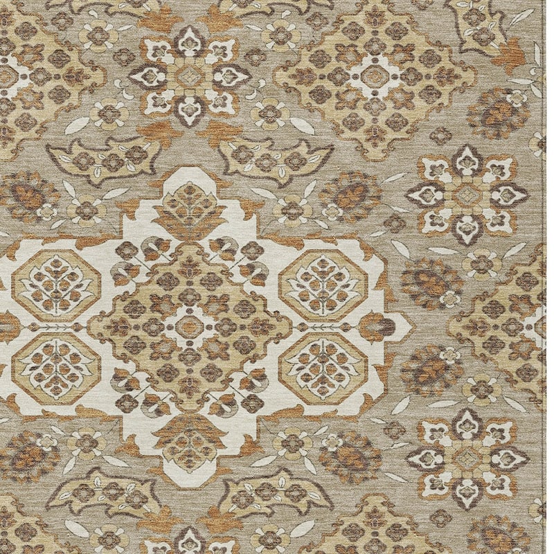 HomeRoots Medallion Traditional Rectangle Outdoor Rug