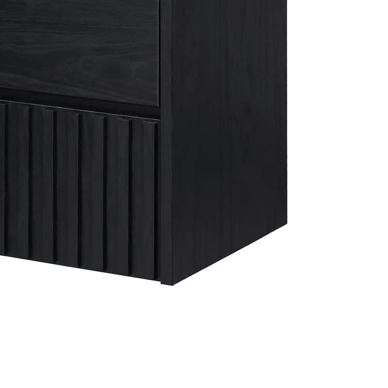Sherwin Slat Modern Coastal 2-Drawer Wall Mounted Bath Vanity Cabinet Only (Sink Basin Not Included), By JONATHAN Y