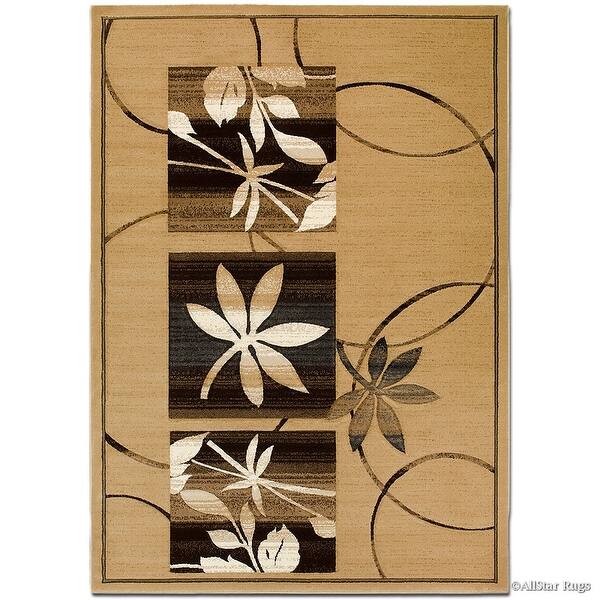 Shop Allstar Brown Beige Flowers Floral Design Modern Geometric Area Rug 7 9 X 10 5 Overstock 11454924
