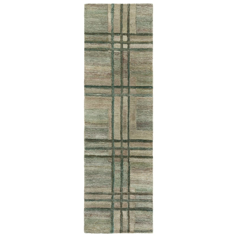 SAFAVIEH Handmade Genre Pieranna Modern Rug - 2'3" x 8' Runner - Green/Beige