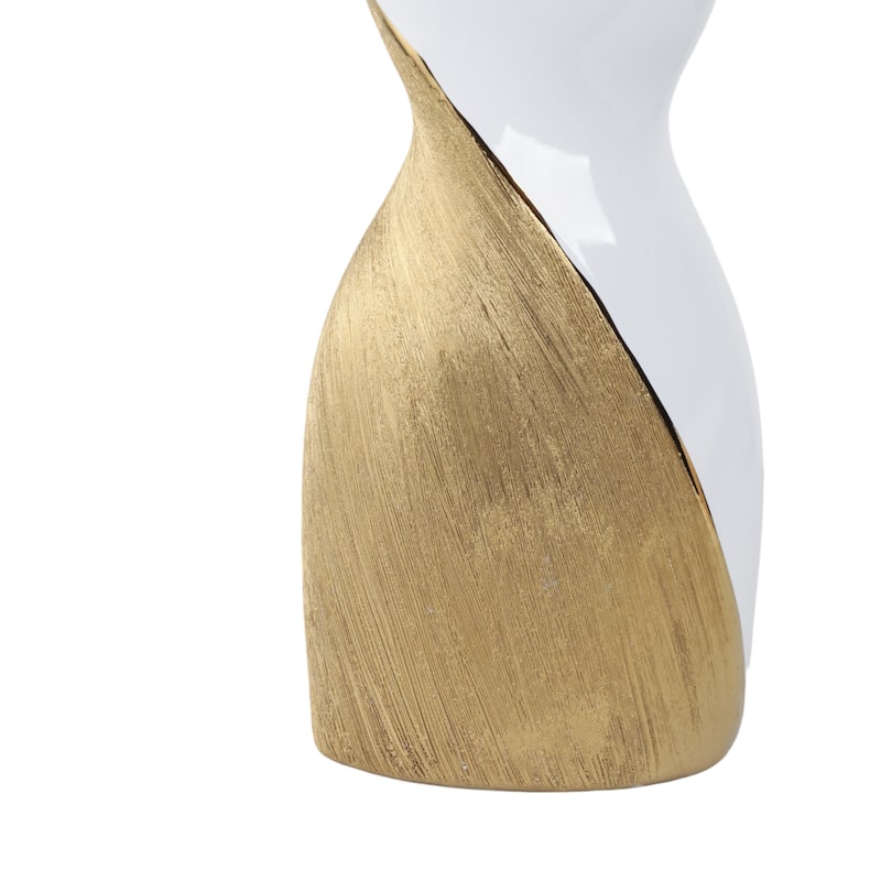 Contemporary Ceramic Twisted Vase -White and Gold Floral Vase