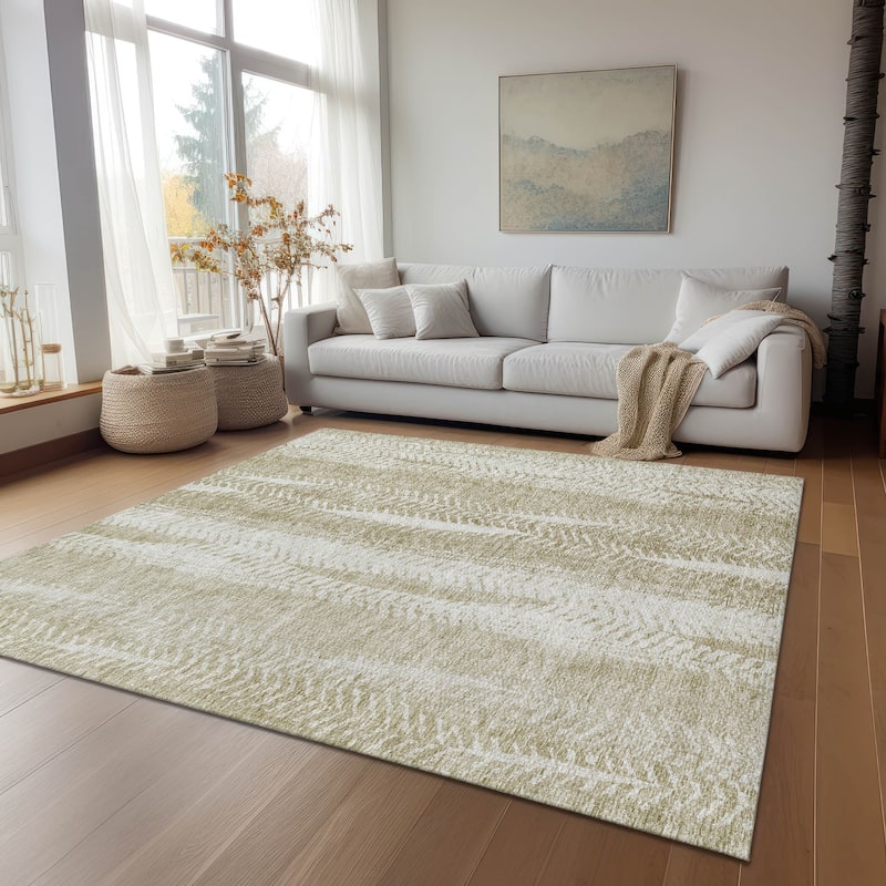 Machine Washable Indoor/ Outdoor Chantille Modern Imprints Rug