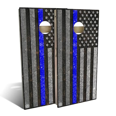 American Flag Blue Line Outdoor Cornhole Board Set