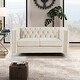 preview thumbnail 3 of 20, Modern Loveseat with Deep Dutch Velvet, Iron Legs Beige