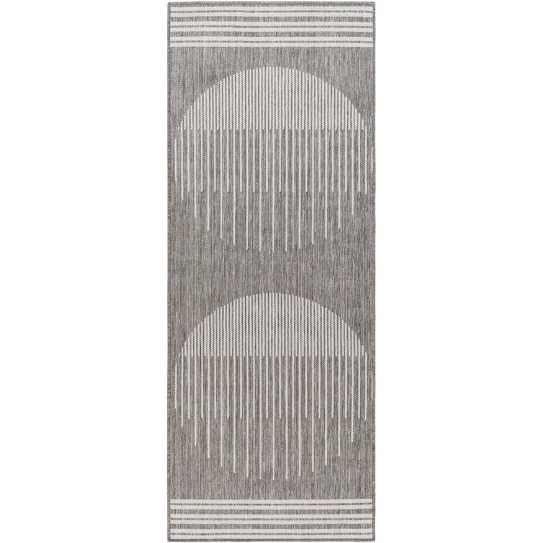 Livabliss Amesbury Indoor/ Outdoor Mod Geometric Area Rug - 2'7" x 7'3" Runner - Dark Grey