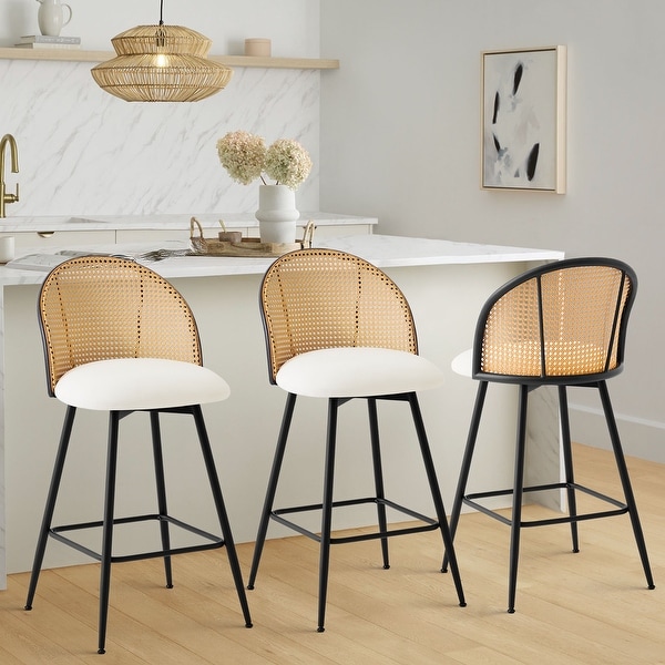 Upholstered Swivel Bar Stool Set of 2 3 4 Rattan Counter Stools On Sale Bed Bath Beyond 39075240