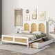 preview thumbnail 3 of 5, Full Size Wood Storage Platform Bed with Rattan Headboard