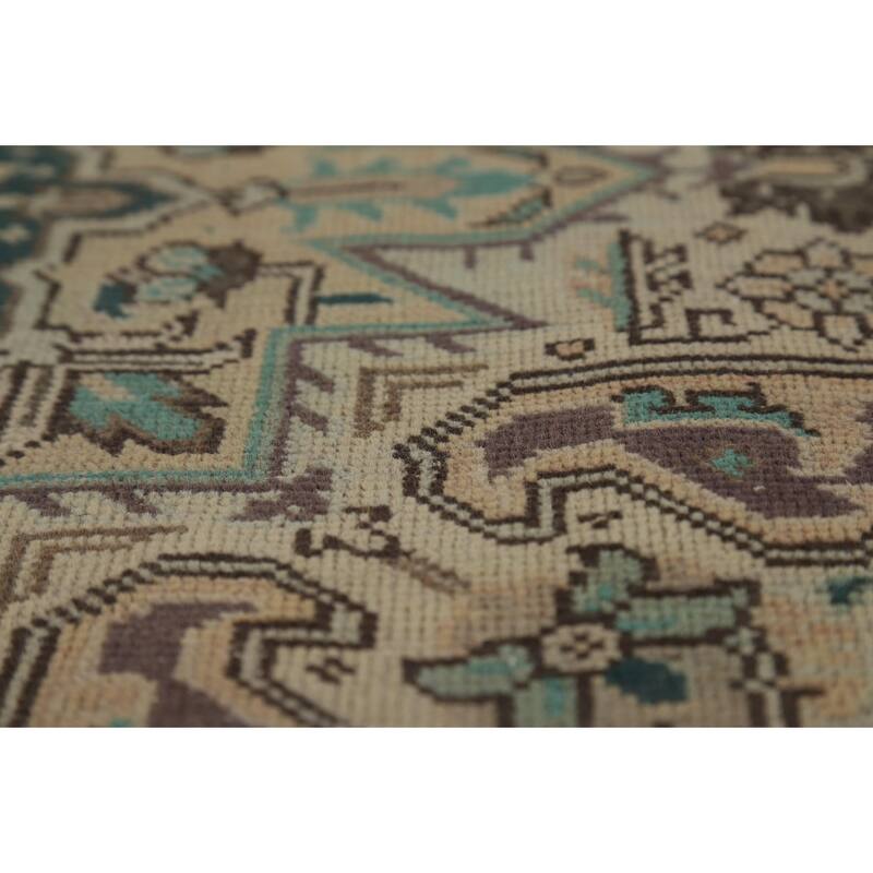 Tabriz Persian Vintage Area Rug Hand-Knotted Peach Wool Carpet - 8'4" x 11'3"