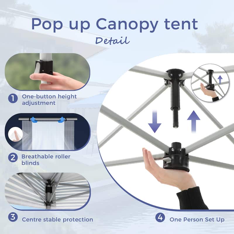 10' x 10' Pop Up Outdoor Canopy Tent Commercial Instant Reinforce Canopies with Wheeled Carry Bag