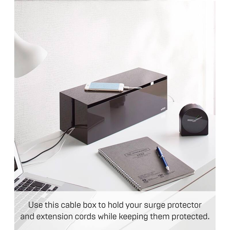 Yamazaki Home Cable Management Box, ABS Plastic, Lid - L 6.1 x W 15.75 x H 5.71 inches