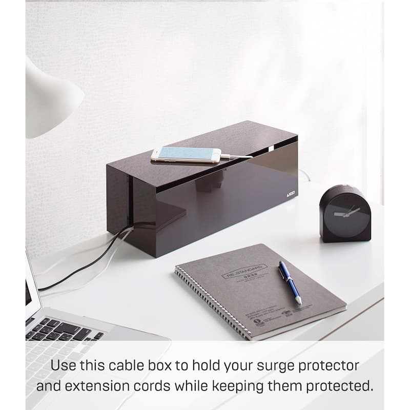 Yamazaki Home Cable Management Box, ABS Plastic, Lid L 6.1 x W 15.75