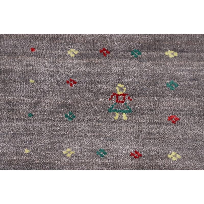 Silver Gray Tribal Gabbeh Indian Square Area Rug Handmade Silk Carpet - 7'10" X 7'10"