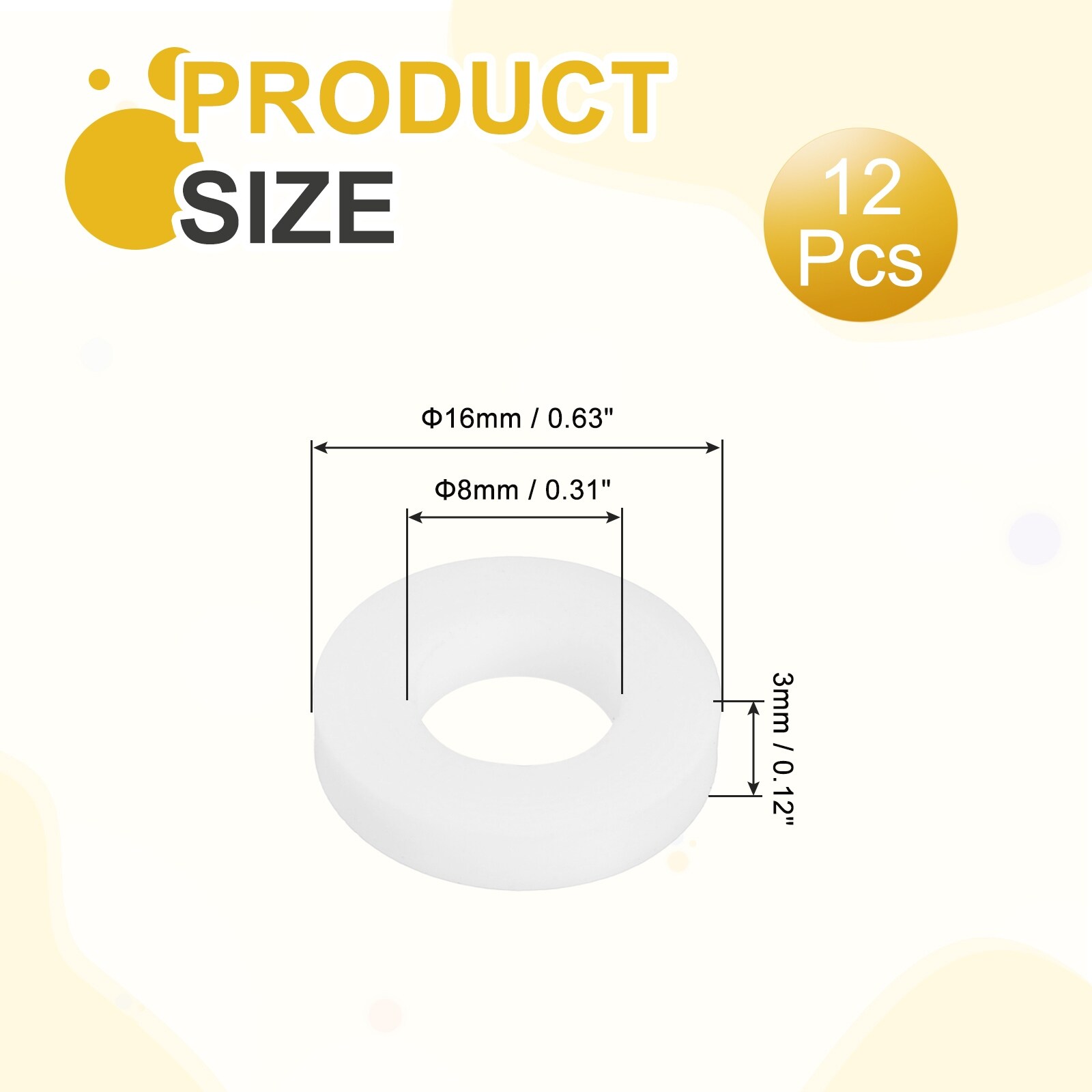 PTFE Flat Washers Sealing Spacer Gasket Ring for Faucet Pipe Hose Bolt Machinery - White
