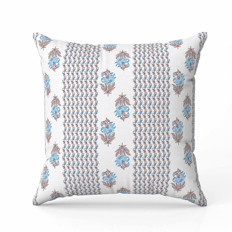 Anemone Artistry Faux Suede Reversible Throw Pillow Brown and Blue