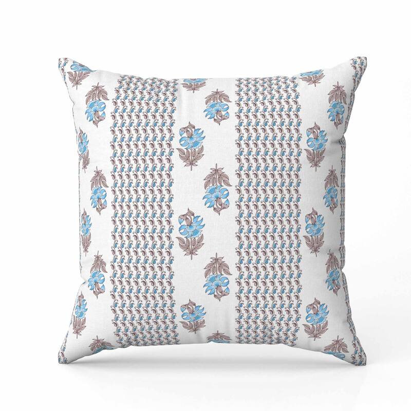Anemone Artistry Indoor/Outdoor Reversible Throw Pillow Brown and Blue