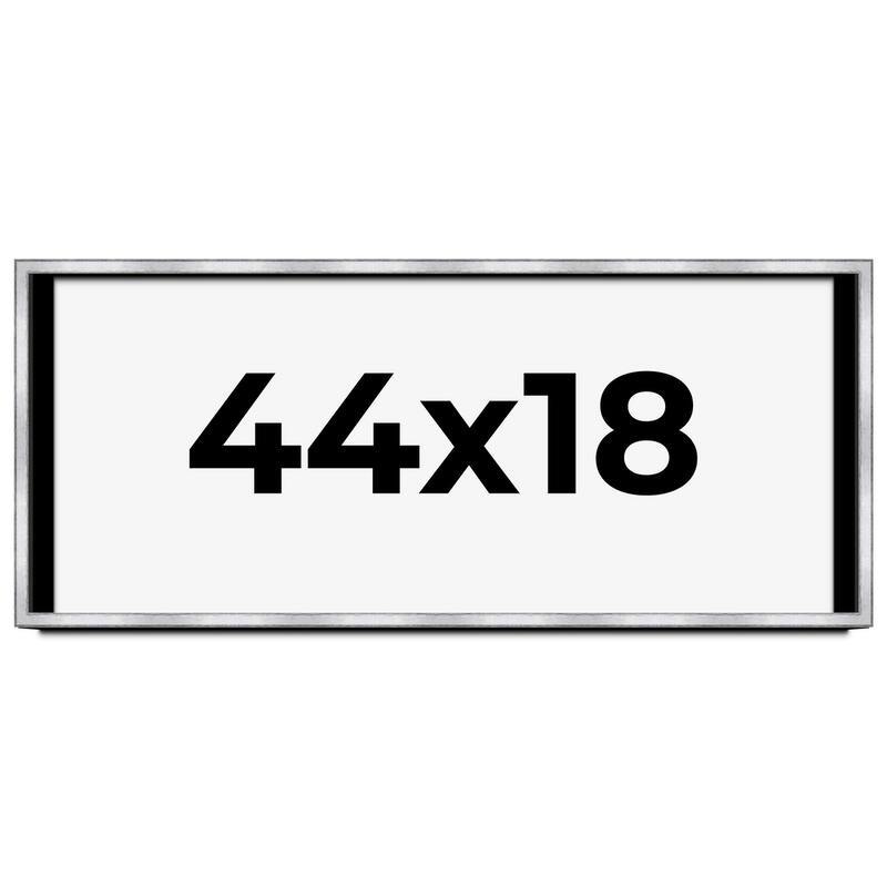 44x18 Shadow Box Frame Silver | 1.375 Inches Deep Real Wood
