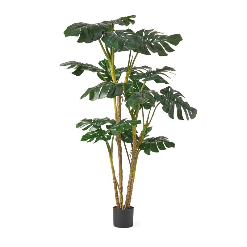 Artificial Monstera Tree 71 Inch Tall Potted Plant for Home Decor - Green
