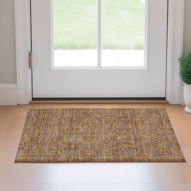 Premium Washable Super Soft Floral Borderless Mayfield Rug - Copper - 1' 8" x 2' 6"