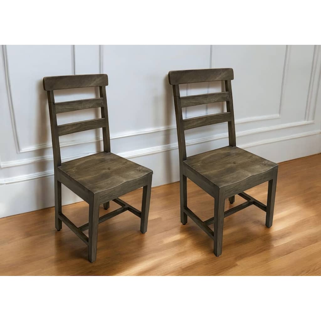HomeRoots Set of Two Dark Brown Wood Ladder Back Dining Side Chairs - 17.5' X '39.5' X '17.5