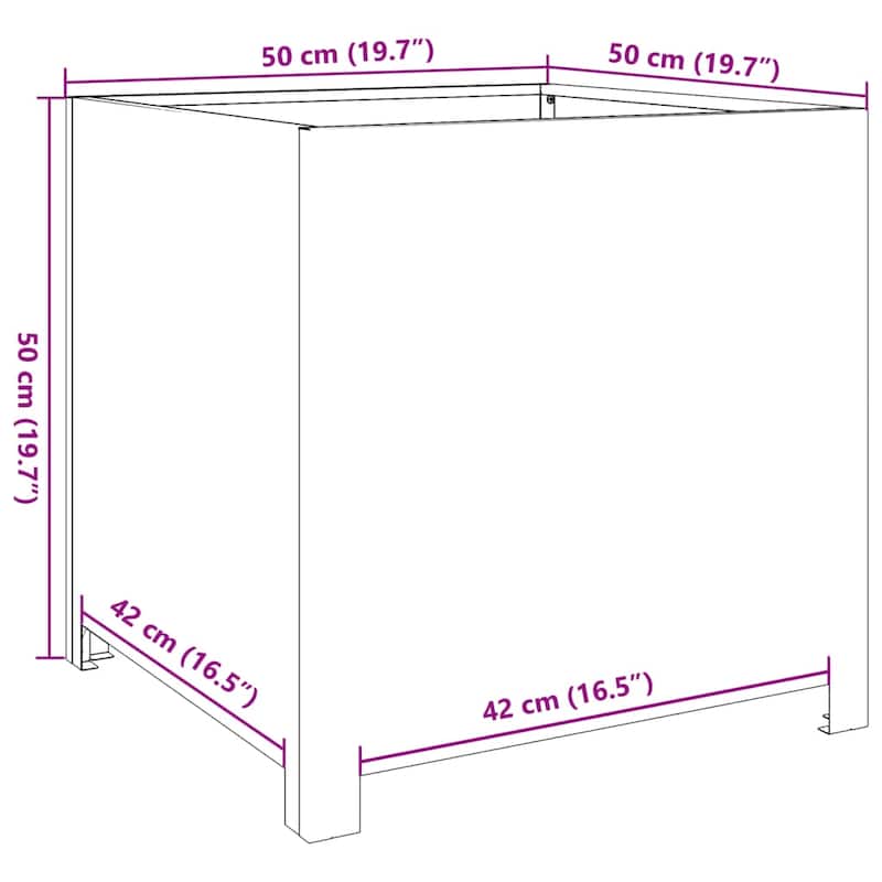 vidaXL Garden Planter Black Steel 19.7 in Durable Garden Planter - 19.7 x 19.7 x 19.7 in