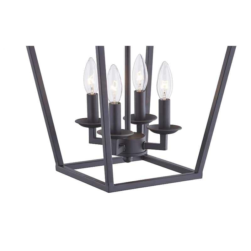 4-Light Metal Open Cage Lantern Chandelier - 12"x12"x18"
