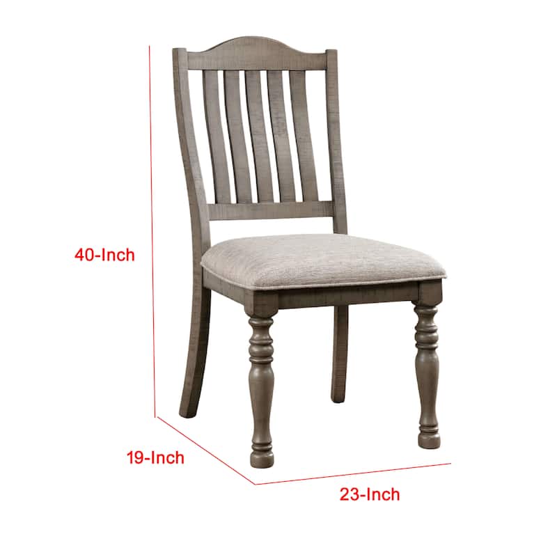 Cay Side Dining Chair Set of 2, Turned Legs, Curved Back, Gray