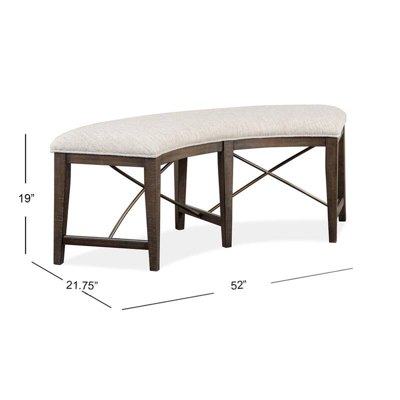 Magnussen Home Westley Falls Graphite Curved Bench - 52''W x 21.75''D x 19''H