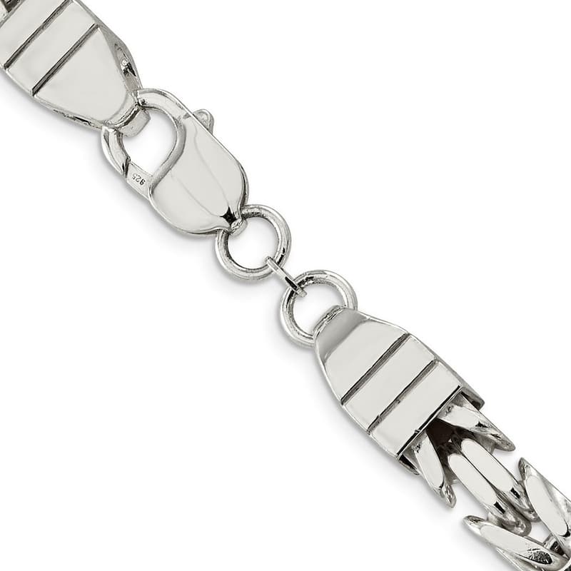 Curata 925 Sterling Silver Solid Polished 8.25mm Square Byzantine Chain Anklet 9 Inch Lobster Claw