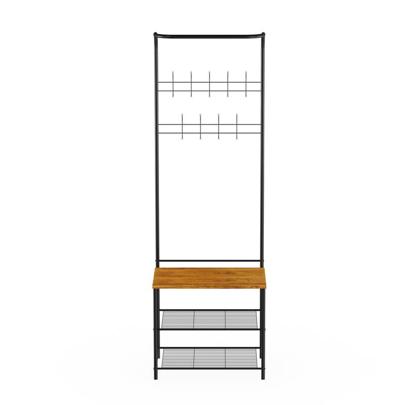 Lavish Home Entryway Storage Bench with Coat Rack