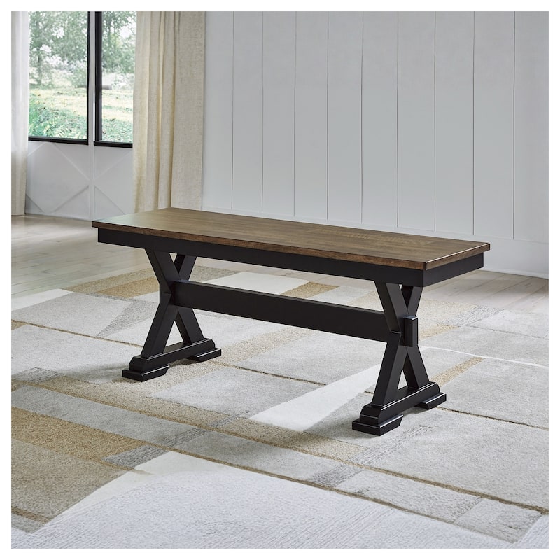Signature Design by Ashley Wildenauer Brown/Black 50" Dining Bench - 48" W x 16" D x 19.25" H - Single - 48" W x 16" D x 19.25" H - Brown/Black - Dining Height