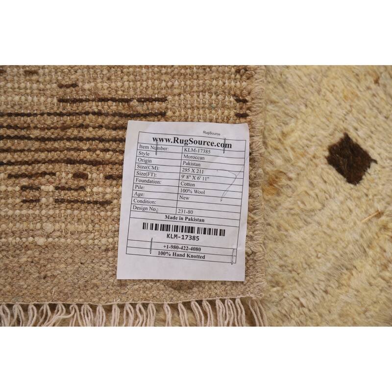 Tribal Moroccan Oriental Wool Area Rug Hand-knotted Dining Room Carpet - 6'11" x 9'8"
