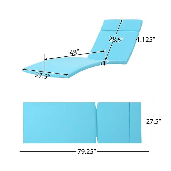 dimension image slide 8 of 10, Salem Outdoor Cushion Set for Chaise Lounge - Cushions only (Set of 2) by Christopher Knight Home - 79.25"L x 27.50"W x 1.50"H