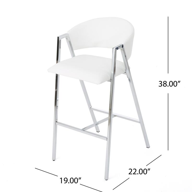 Modern Faux Leather Upholstery Bar Stool (Set of 2)