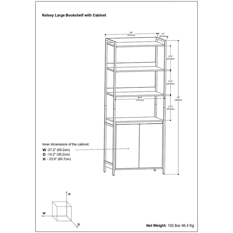 WYNDENHALL Paola SOLID MANGO WOOD 74x30 inch Modern Large Bookshelf with Cabinet in Natural
