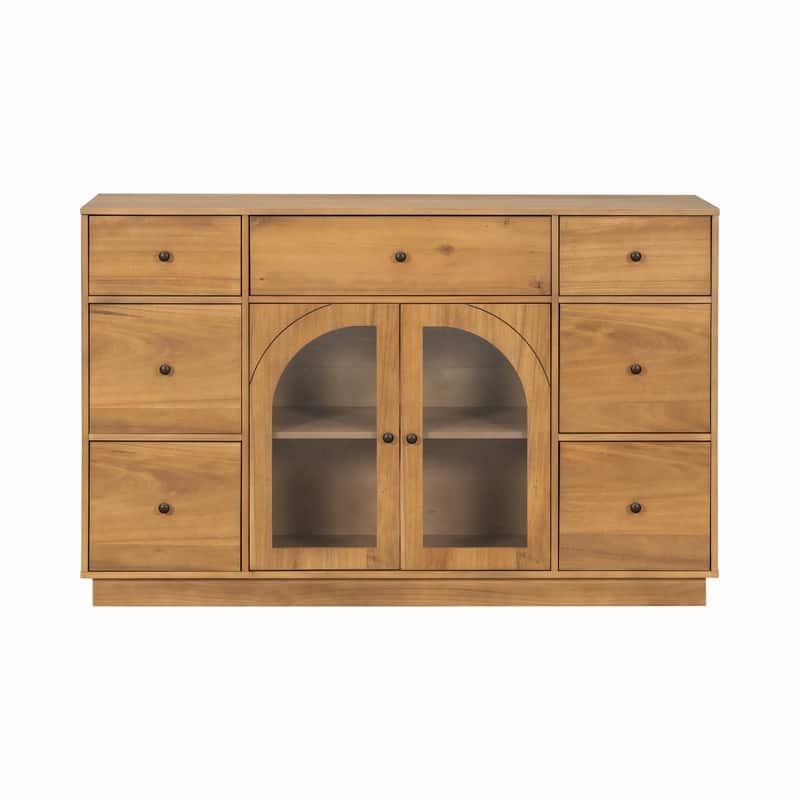 55.1" Large Storage Cabinet with 2 Doors and 7 Drawers for Living and Dining Room Organization