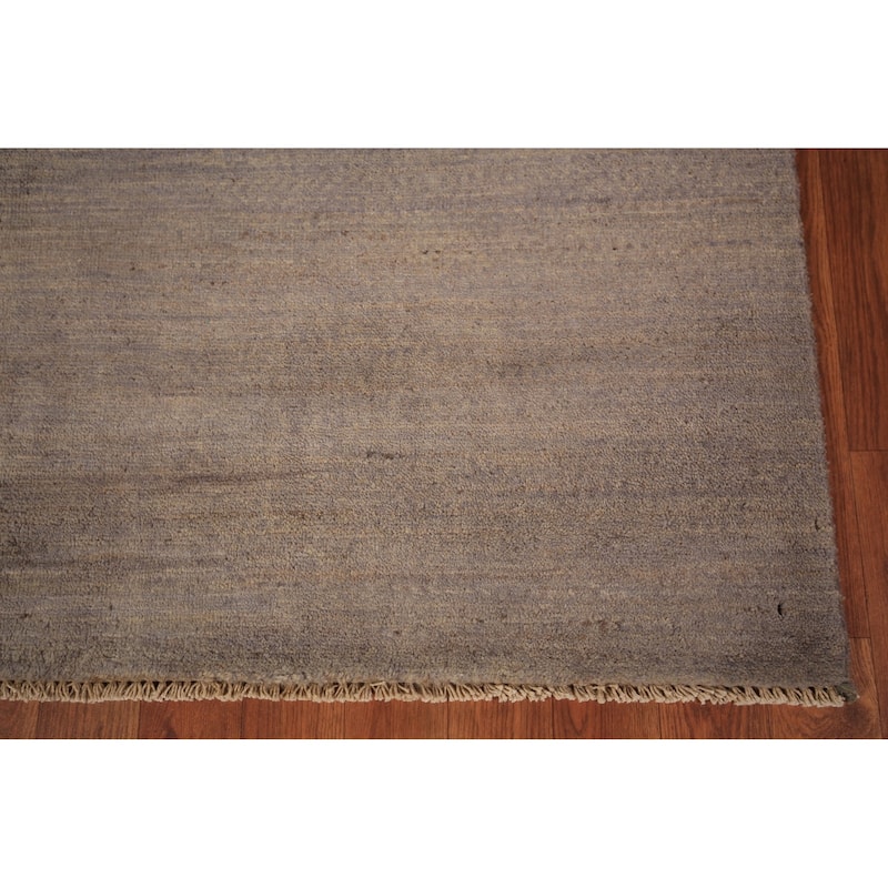 Gray & Beige Gabbeh Modern Area Rug Hand-Knotted Wool Carpet - 4'9" x 6'5"
