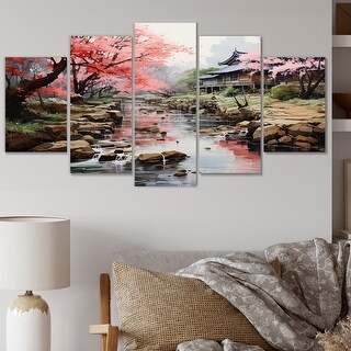 Designart "Asian Art Zen Garden IV" Asian Multipanel Wall Art Print set ...