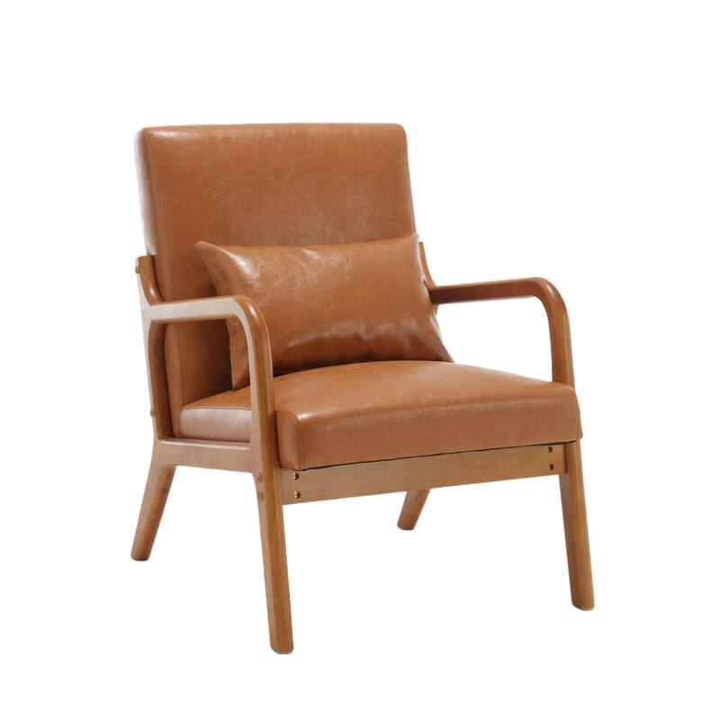 Light Brown Modern 23.2" Accent Chair with Pillow