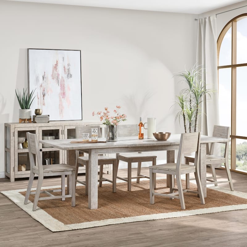 The Gray Barn Fairview Driftwood Reclaimed Pine 94-inch Extension Dining Table - Antique Ivory