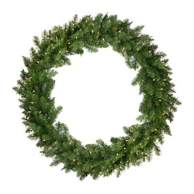 Pre-Lit Eastern Pine Artificial Christmas Wreath - 48-Inch Clear Lights - 48"